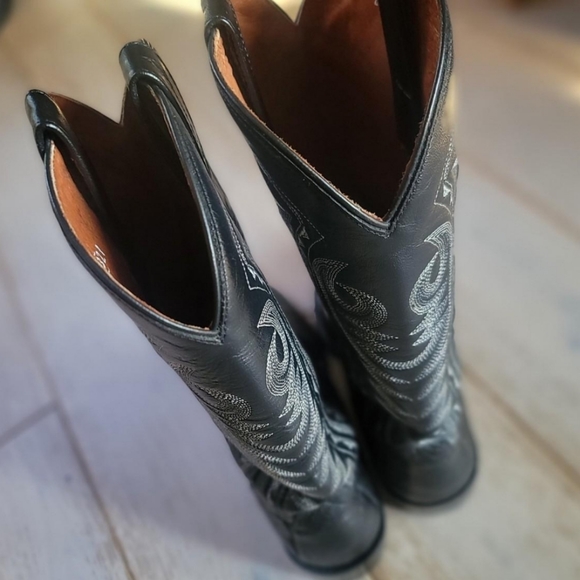 Dan Post Winston Lizard Western boots black leather mens 8.5 - Picture 6 of 8